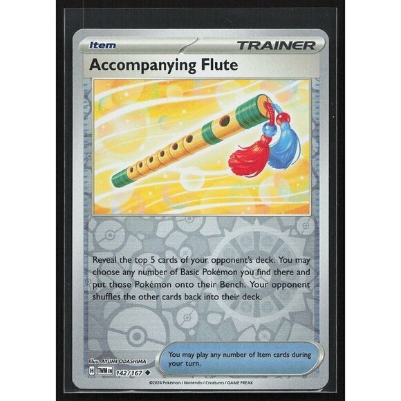 Pokemon TCG - Accompanying Flute [Reverse Holo] - 142/167  - Twilight Masquerade - Picture 1 of 2